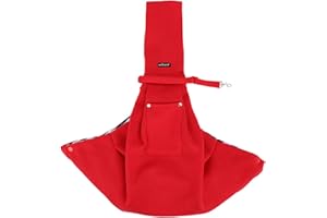 Leconpet Dog Sling Carrier Shoulder Bag for Pets with Mobile Phone Pocket Safety Buckle Security Lock, Suitable for Puppy, Small Dogs, and Cats for Outdoor Travel (Red)