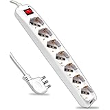 V-TAC Ciabatta Multipresa Elettrica con Interruttore e Cavo da 1,5 Metri - 7 Prese 10/16A Bipasso + Shuko - Spina 16A - Presa