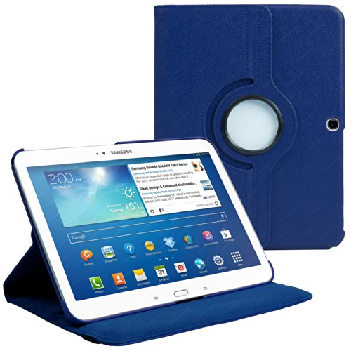 Stuff4 Leder Smart Fall mit 360 ° Drehbar Action und gratis Displayschutzfolie/Stylus Touch Pen für Samsung Galaxy Tab 3 10.1 Schutzhülle (P5210/P5200), Marineblau