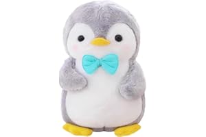 Wishstar Pluszowa maskotka pingwin dla dziewczynek, miękka zabawka, przytulanka do przytulania i zabawy, pluszowa zabawka, prezent pingwin, pudgy pingwin dla dziewczynek (pingwin z niebieską muchą, 25