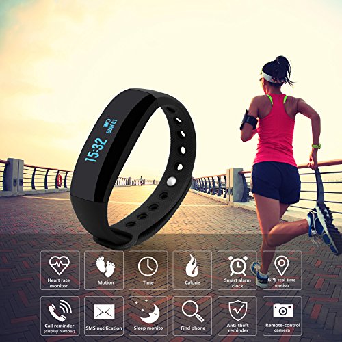 CUBOT V2 Unisex Armband zur Herzfrequenz, Pulsuhr Aktivitätstracker Wasserdicht IP65 Fitness Armband – Schrittzähler, SMS Anrufe Reminder, Kalorienzähler, Kamera-Fernbedienung, Smartband-Suchfunktion, Wecker, Fitnessaufzeichnung, Schlafmonitor kompatibel mit iOS 8.0 oder höher und Android 4.3 oder höher (Standby-Zeit für 7-15 Wochentage) - 6