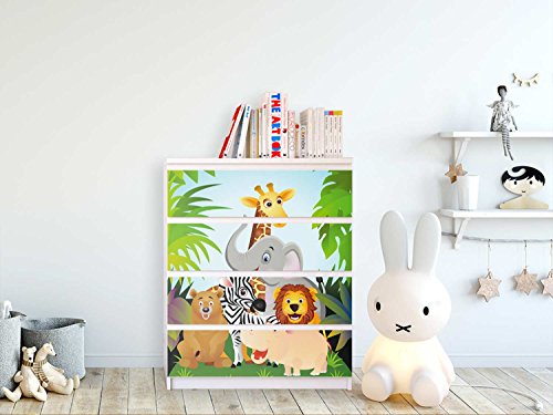 Möbeldekoration IKEA Malm 4 Schubladen Design Wild Animals (Grafik & Illustration) Wohnzimmer Schlafzimmer Esszimmer - 2