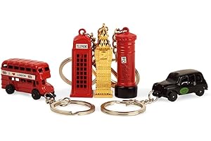 BOHS London Landmark odlewany brelok - brytyjski pamiątkowy brelok prezent - mały metalowy miniaturowy model (5 szt.), Czerwony, (General sizes & size ranges)