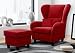 Produktbild lifestyle4living Ohrensessel mit Hocker Rot im Landhausstil | Der perfekte Sessel für entspannte, lange Fernseh- und Leseabende