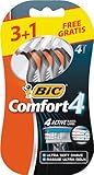 BiC Comfort 4 Quadruple Blade Mens Disposable Shaver Blister of 3+1 Free