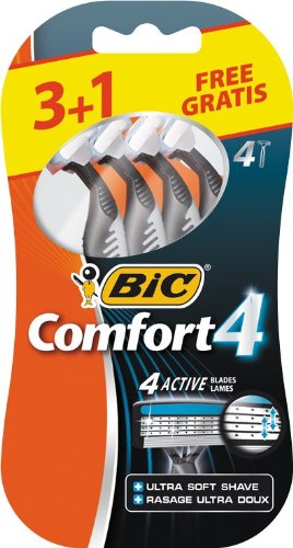BiC Comfort 4 Quadruple Blade Mens Disposable Shaver Blister of 3+1 Free