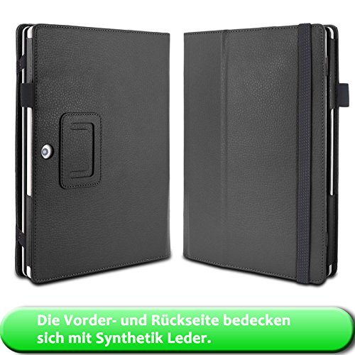 Infiland Acer Aspire Switch 10 E Pro7 SW3-013 Hülle Case -Slim Fit Folio PU-lederne dünne Kunstleder Schutzhülle Cover Tasche für Acer Aspire Switch 10 E (10,1 Zoll) Notebook (mit Auto Schlaf / Wach Funktion, Tablet und Tastatur sind nicht entgehaltet)(Schwarz) - 3