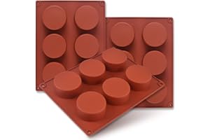 Newk Stampo in silicone cilindrico, 3 confezioni Stampo cilindrico rotondo a 6 cavità per cupcake, sapone fatto a mano, muffin