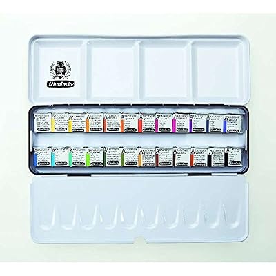 Schmincke - Boîte en métal contenant 24 demi-godets - Aquarelle académie
