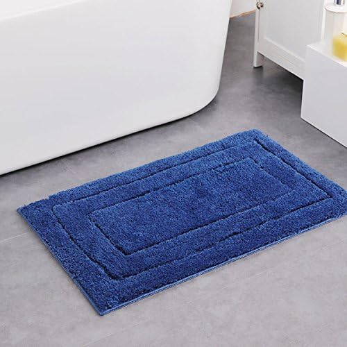 Contemporary Bathroom Rugs Solid Bath Mats Non Skid and Absorbent Machine Washable Shower Mat Microfiber Flocking Mats Area Rugs by Pinzz 50X80CM(Navy Blue)