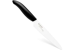 KYOCERA Couteau en céramique, Couteau à Tomate, Lame 12,5 cm, Lame en céramique de zircone, Coupe Micro-scie, extrêmement Tranchant, va au Lave-Vaisselle, FK-125 WH-BK EU