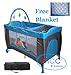 Blue Baby Child Travel Cot Bed Bassinet Play Pen Playpen With Entryway MCC