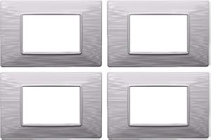 ZOREI 4 Pezzi Placche Compatibile Con Vimar Plana, Placche in Plastica Effetto Satinato (3 Posti/Moduli,Bianco Satinato)