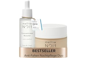 ‎MELLOW NOIR mellow NOIR Anti-Falten Nachtpflege Duo - Hyaluronserum mit täglicher Nachtcreme - Sofort Straffend, Reduziert sichtbare Poren & Rötungen - Für eine ebenere Haut - Vegan - zertifizierte Naturkosmetik