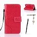 Produktbild LG K3 Hülle, LG K3 Schutzhülle, Alfort 3 in 1 Lederhülle Fashion Design Premium PU Leder Hohe Qualität Tasche Case Cover Kasten Abdeckung Wallet für LG K3 4.5" Smartphone Funktion Standfunktion Unterstützte Telefone und Magnetverschluss mit Schmetterling ( Rote ) + Alfort Schwarz Stylus Pen + Netter Staub Stecker