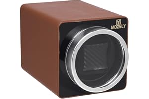 MOZSLY Remontoir pour Montres automatiques avec Moteur Silencieux 12 Réglage du Mode de Rotation Cuir Noir