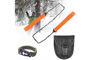 OUBESTY Pocket Chainsaw, Portable Camping Saw Wire Saw Folding Chain Hand Saw Survival Chainsaw with A Paracord Survival Bracelet for Camping Backpacking Hiking Hunting