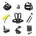Produktbild YDI 10 in 1 Sport Action Kamera Zubehör Bundle Kits für GoPro Hero Sport cam- Head Strap + Brustgurt + Handschlaufe + folating Griff + Selfie Stick + Back Clip + Saugnapf + KFZ Halterung + USB Kabel + ladegerät