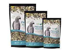 BirdsNature Premium Seed Mix Food for African Greys Parrot , Senegals, Amazons, Electus, Small Cockatoos, Conures , Caiques & Exotic Birds(500g)