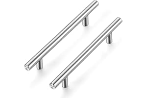 Ravinte 5 Pack Kitchen Cupboard Handles - Brushed Nickel Wardrobe Handle 128mm Hole Center T Bar - Bathroom and Furniture Drawer Pulls