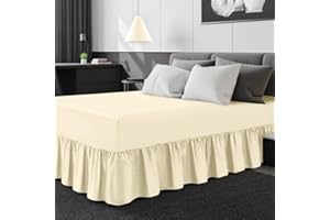 L S U Plain Dyed Valance Sheet Deep Drop Valance Fitted Sheet in 22 colours Non-Iron Soft Fabric (CRM KI)