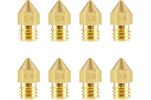 Aokin 8 Pcs 0.4mm MK8 Extruder Nozzles 3D Printer Nozzles for Creality Ender 3/3 Pro/3 V2, Ender 5/5 Pro, CR-10/10S, Makerbot, Anet A8 3D Printer
