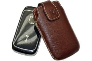 Suncase Original Tasche für/Doro PhoneEasy 613 / Leder Etui Handytasche Ledertasche Schutzhülle Case Hülle/vollnarbiges-braun