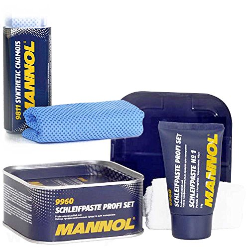 Preisvergleich Produktbild MANNOL Lackpolitur 400g + Autoleder Scheibenleder