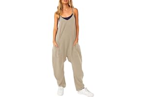 Lenugeo Latzhosen Für Damen, Lässige Overall Jumpsuits Frühling Sommer Herbst, Ärmellose Overalls + Lange Weite Beine