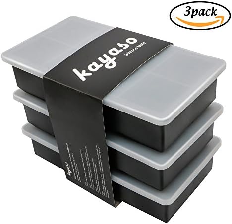 Kayaso Ice Cube Molds, Silicone Ice Maker with lid for Whiskey and Cocktail Drinks, (3pc/Pack), BPA Free.