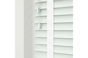 CAECUS Real Wood Venetian Blinds Tape finish - Easy Fit Home Office - 150cm x 120cm - White
