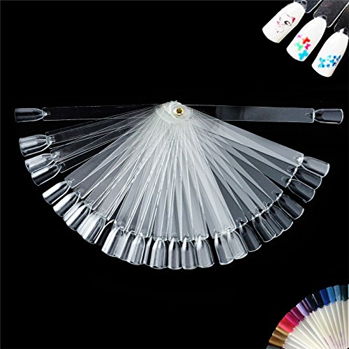 50 x POLISH NAIL ART TIPS CLEAR FALSE POP COLOUR STICKS DISPLAY FAN PRACTICE KIT NAIL POLISH DISPLAY FAN * EASY TO DISPLAY YOUR WORK Fusion (TM) (Clear)