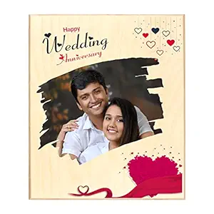 RK Cart Personalized Gift Ideas Wood Photo Frame for Wedding Anniversary (Wooden, WA06, 6X8)