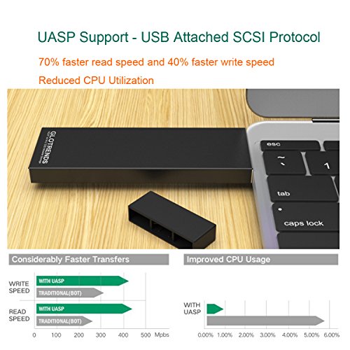 GLOTRENDS Caja de Carcasa USB 3 0 M 2 para SATA M 2 SSD  Clave B B   M   Soporte Trim y UASP  Carcasa de Aluminio con dise  o de ventilaci  n  Compatible con Windows Mac   Linux Xbox   PS4  etc 