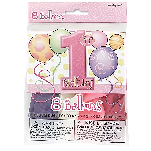 30,5 cm Latex Rosa Luftballons Ballons zum 1. Geburtstag, 8 Stück - 2