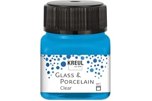 Kreul 16296-Vetro Blu, Barattolo, Vernice Base d'Acqua per Vetro e Porcellana, a Rapida Essiccazione, Trasparente Come Il Cristallo, Colore Water Blue, 20 ml, 16296