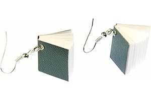 Miniblings Książka zeszyt ze stronami kolczyki - ręcznie robiona modna biżuteria I czytanie pisanie szkoła zielona - kolczyki kolczyki posrebrzane, 18mm, Bawełna, Bez kamieni szlachetnych