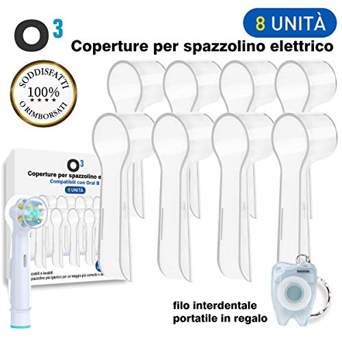 O³ Copritestina Spazzolino Elettrico- CoperturaIgienico (8 cappuccio) + 1 filo interdentale gratuito