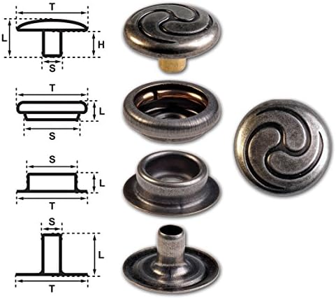 15 Buttons 'Triple Spiral'14 MM Antique nickel locking force: Easy (Nickel-Free)