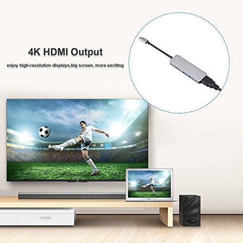 Excelvan 4 in 1 USB-C HDMI Adapter 4K, 2*USB 3.0 AnschlÃ¼sse, PD Ladeanschluss und microSD Kartenleser fÃ¼r MacBook Pro 2015/2016/2017, neues MacBook 12-Zoll, Chromebook und mehr Type-C GerÃ¤te
