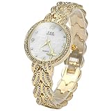 ele ELEOPTION Luxus Damenuhr Armband Uhren Kristall Edelstahl Mode Quarz Armbanduhren Geschenk (Golden)