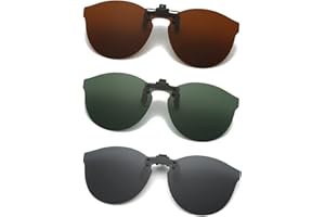 Long Keeper Okulary przeciwsłoneczne dla osób noszących okulary – 3 pary okularów przeciwsłonecznych do nakładania, okrągłe okulary przeciwsłoneczne, klips polaryzacyjny, nakładka na okulary