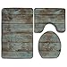 Produktbild HOJJP Bath Rug, Rustic Old Barn Wood Nonslip Rectangular Flannel Shower Mat,Mildew Proof U-Shaped,Toilet Cover Rugs Machine Washable Bath Rugs Set Super Absorbent Thick and Durable Bath Rugs Bath