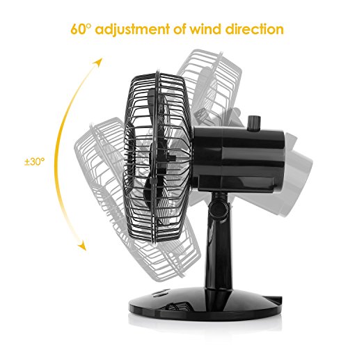 Amzdeal Mini Ventilator Betrieb mit Batterie oder per USB-Kabel vom Computer, tragbar für den Schreibtisch, 180°Drehbar, schwarz - 3
