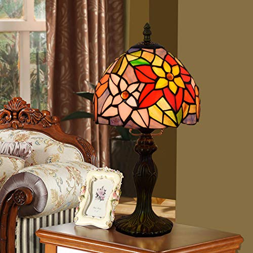 YJFFAN 8-Zoll 20Cm Tischlampe-Retro Rural Buntglas Augenschutz Lampenschirme Schreibtisch Leuchten, Indoor-Beleuchtung Leselampe (110-240V, Glühbirnen Nicht Enthalten)