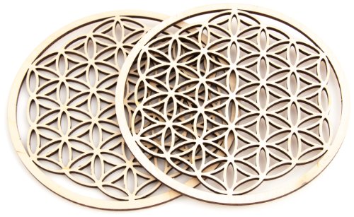 Berk EN-072-P2 Meditations-Zubehör, 2 x Blume des Lebens aus Holz 14.4 cm