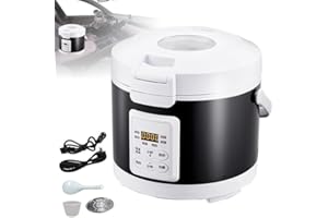 OAMGER Olla de Arrocera, Cocina de Arrocera de Coche de 200 W, Capacidad 2L/3L, Arrocera Eléctrica Multifunción Portátil, Mantiene Caliente, Recipiente Antiadherente, Para Coche 12V 24V 220V (3L)