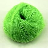 Suave y Cómodo, Mano Lavable Mohair Angora Ovillo de Lana Punto Ganchillo Hilo Bolas 25g Suave Natural Hilos Madeja Hilo Colores Variados Croché a Mano y Lavable a Máquina (Rojo) - Verde Brillante, free size