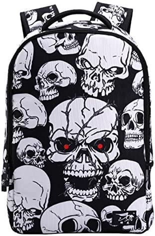 Skull Printed Backpack Creative School Bookbag Casual Daypack for College Students Skeleton