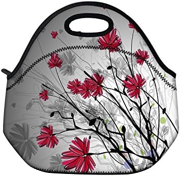 Boweike Flower Pattern Kids Insulated Soft Lunch Box Neoprene Food Bag Outdoor Travel Cooler Warm Pouch Tote Handbag Lunchbox For School Work Office